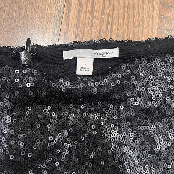 Halogen Black Sequin  skirt fully Lined Size 2 - Picture 2 of 4